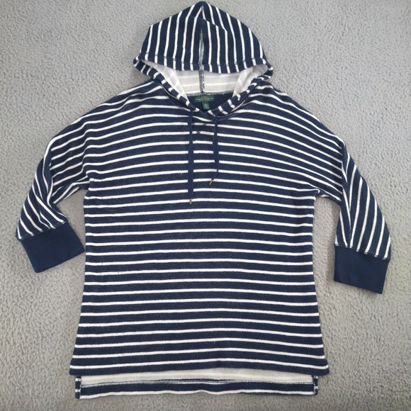 Ralph Lauren Tops - Lauren Jeans Co. Pullover Hoodie Ralph Lauren Womens Large Blue Striped Nautical